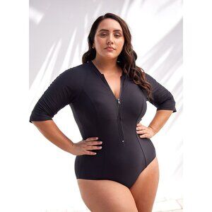 Artesands Zip Sunsafe Sunsuit Swim Size 10 Us Black Nwt Womens $155 Swimsuit